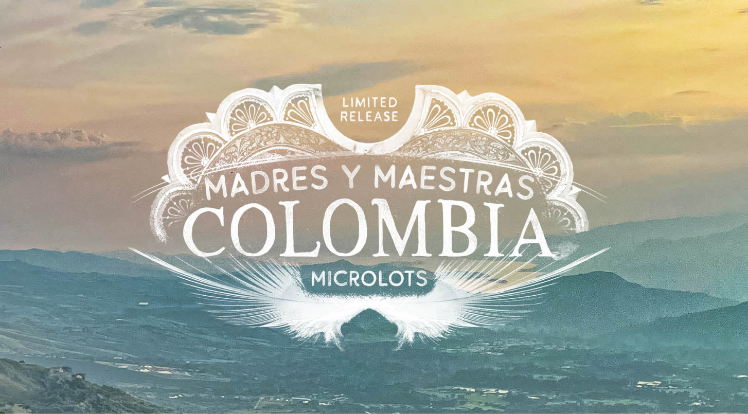 Peet's coffee Madres y maestras coffee logo over a lush valley Story Img
